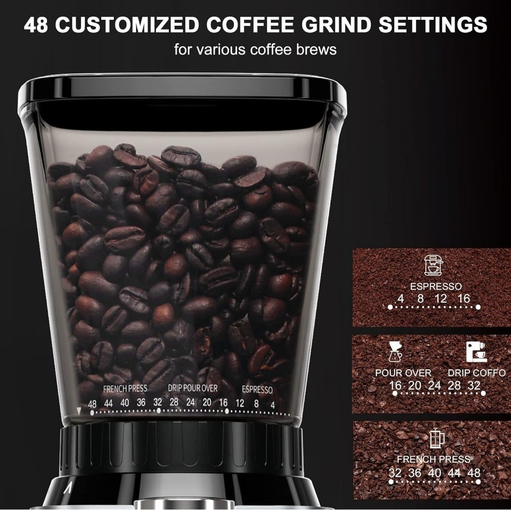 Conical Burr Coffee Grinder, for 2-12 Cups (Black)