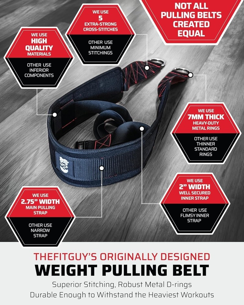 Sled Pulling Belt Adjustable Closure 2 Straps & 4 Hooks Multidirectional