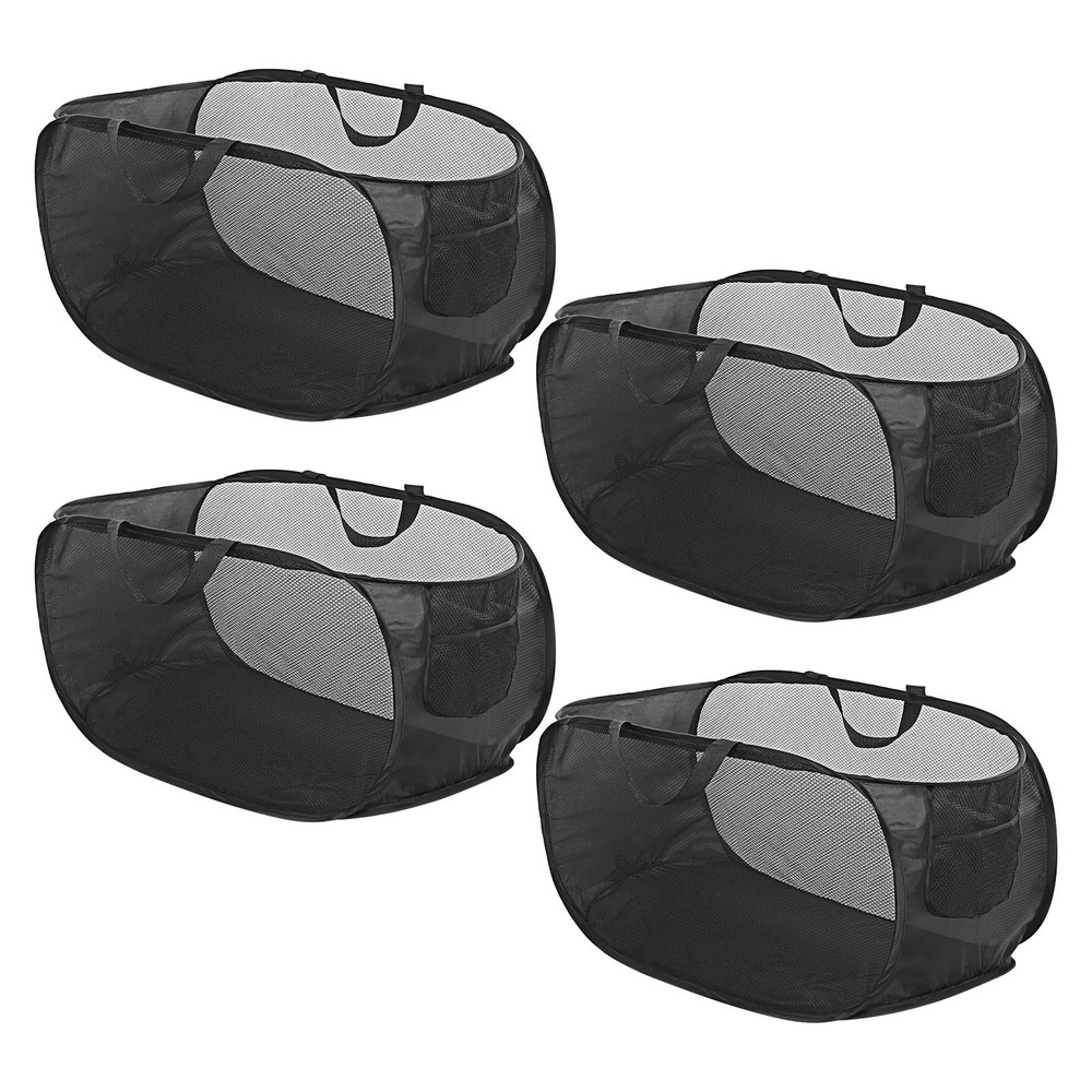 4 Pack Pop-Up Mesh Laundry Basket,Black Pop Up Mesh Hamper,Open Collapsible L...