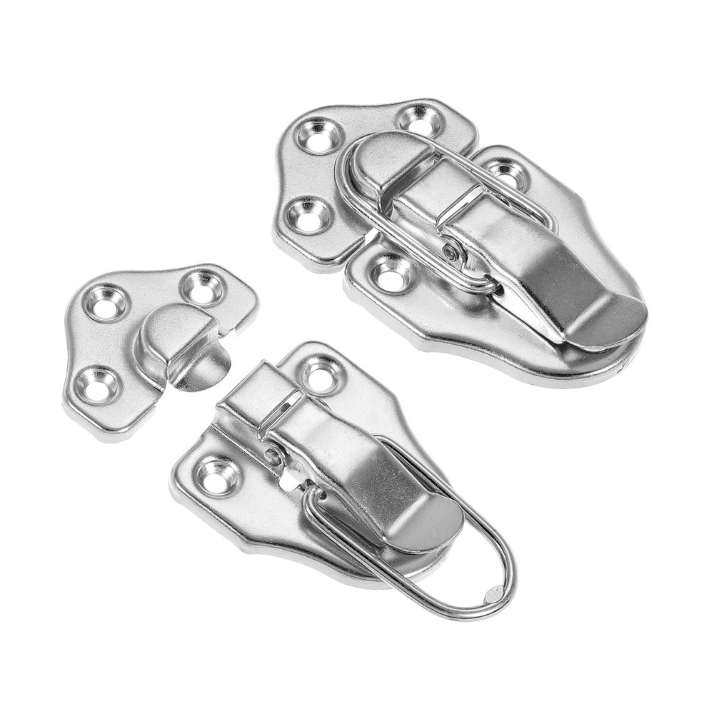 2 Pack Retro Style Duckbilled Toggle Hasp Latch with Mounting Screw, Silver