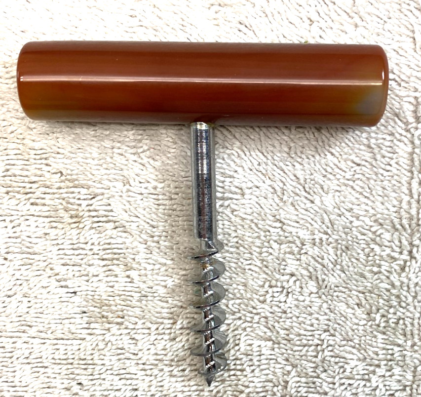 VINTAGE AGATE STONE CORKSCREW WINE BOTTLE