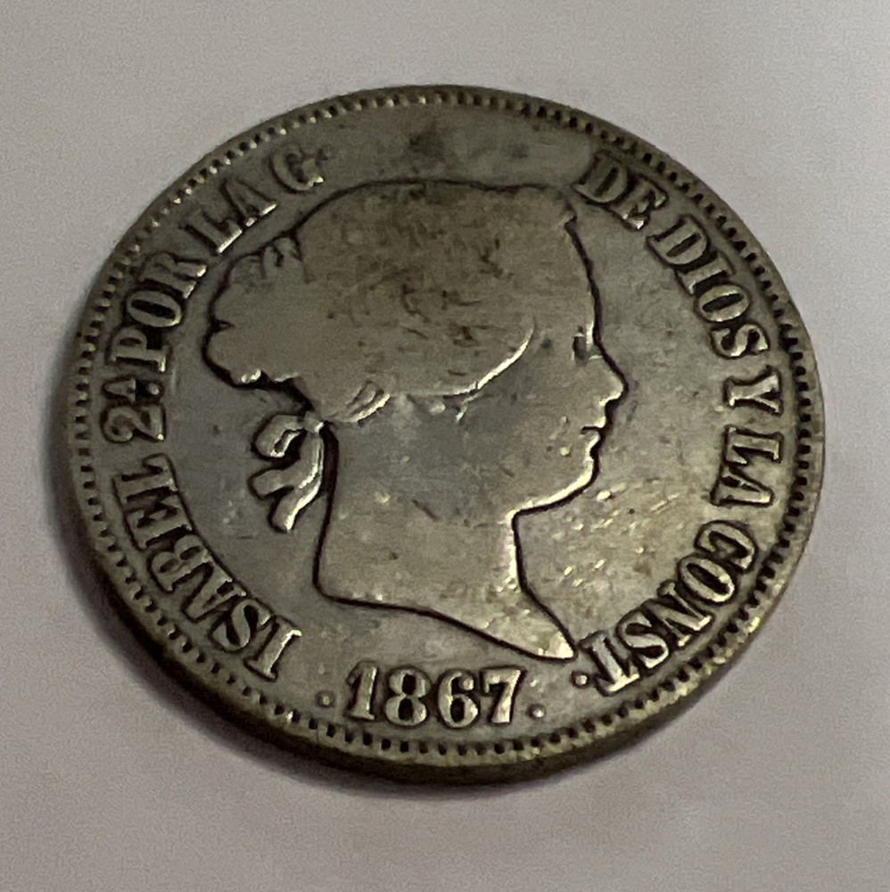 1867 Spain Escudo Silver Coin