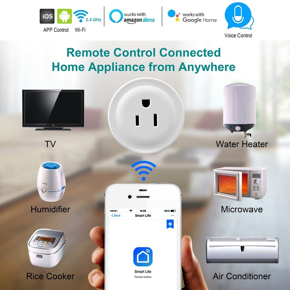 Smart Mini Wifi Plug Power Socket Timer Outlet Remote Control Google Home US