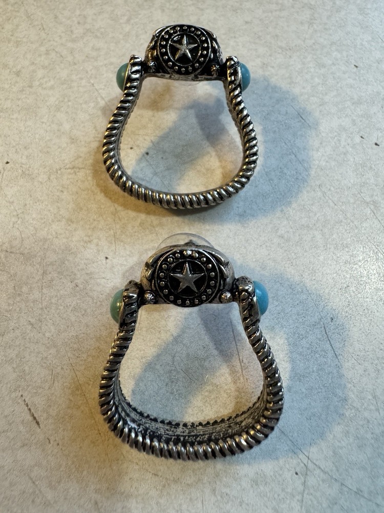 Silver Turquoise Stirrup Earrings