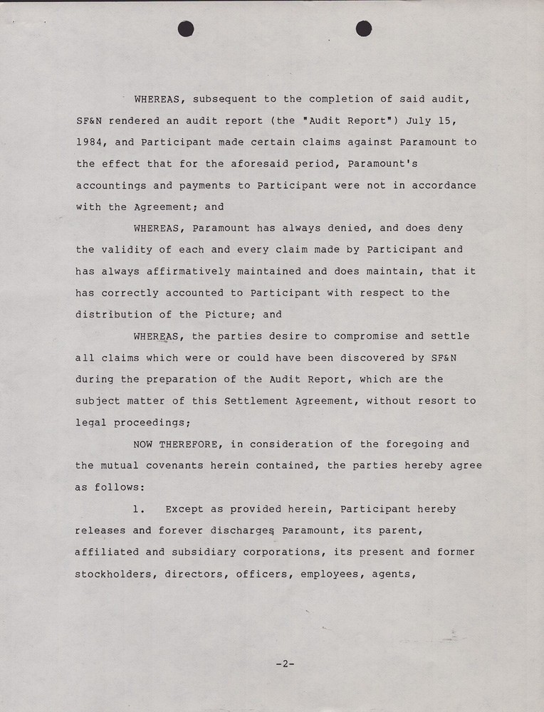 RICHARD GERE - DOCUMENT DOUBLE SIGNED 10/28/1985