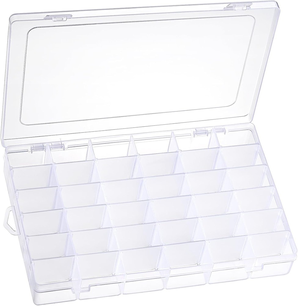 2 Pack 36 Grids Clear Plastic Organizer Box with Adjustable Dividers,