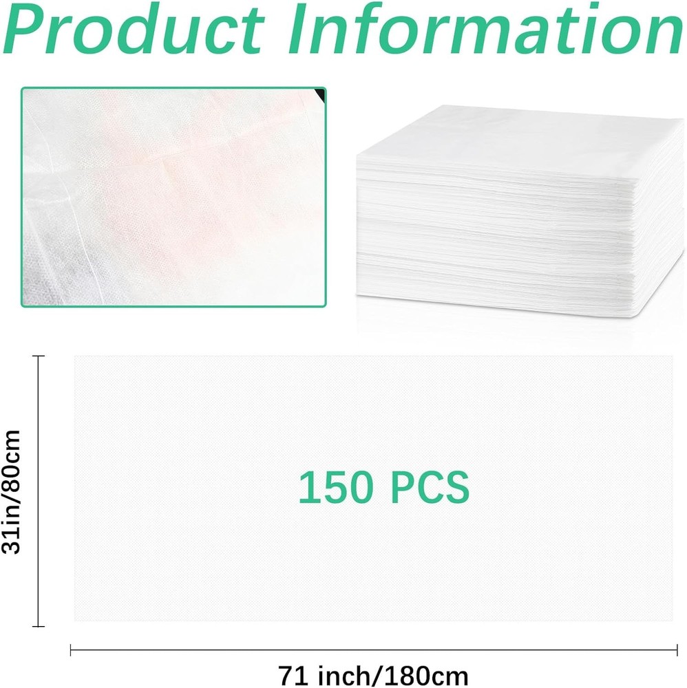 150 Pcs Disposable Massage Table Sheets 31" x 71", Non-Woven Disposable Bed Shee