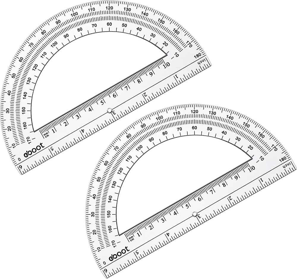 24 Pack Plastic Protractors Bulk Math Protractor 180 Degrees 6 Inch, Clear