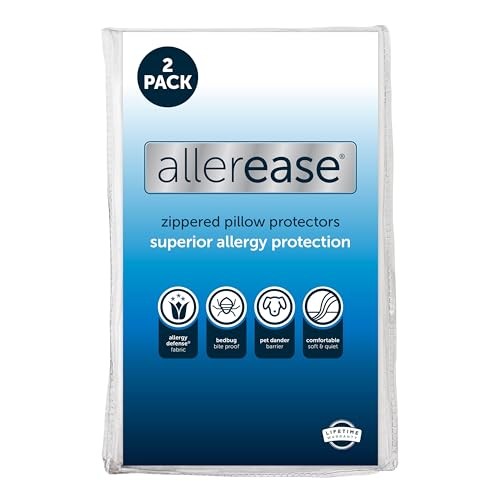 Set of 2 AllerEase Pillow Protectors - Moisture Wicking, Standard/Queen 2.0