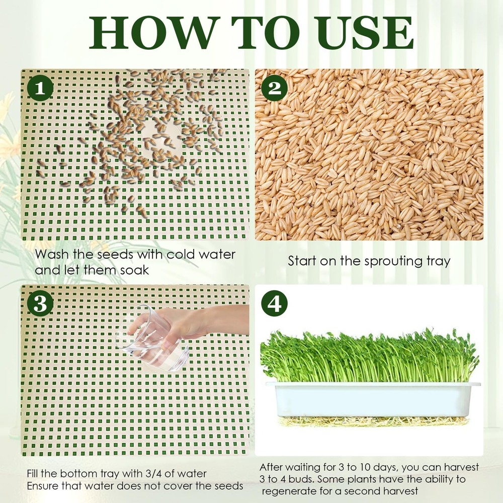 10Pack Seed Sprouter Tray Kit for Microgreens, Cat Grass & Wheatgrass