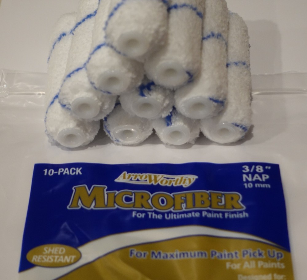 ArroWorthy Microfiber Mini Roller Cover, 4" X 3/8" Nap, 10-Pack
