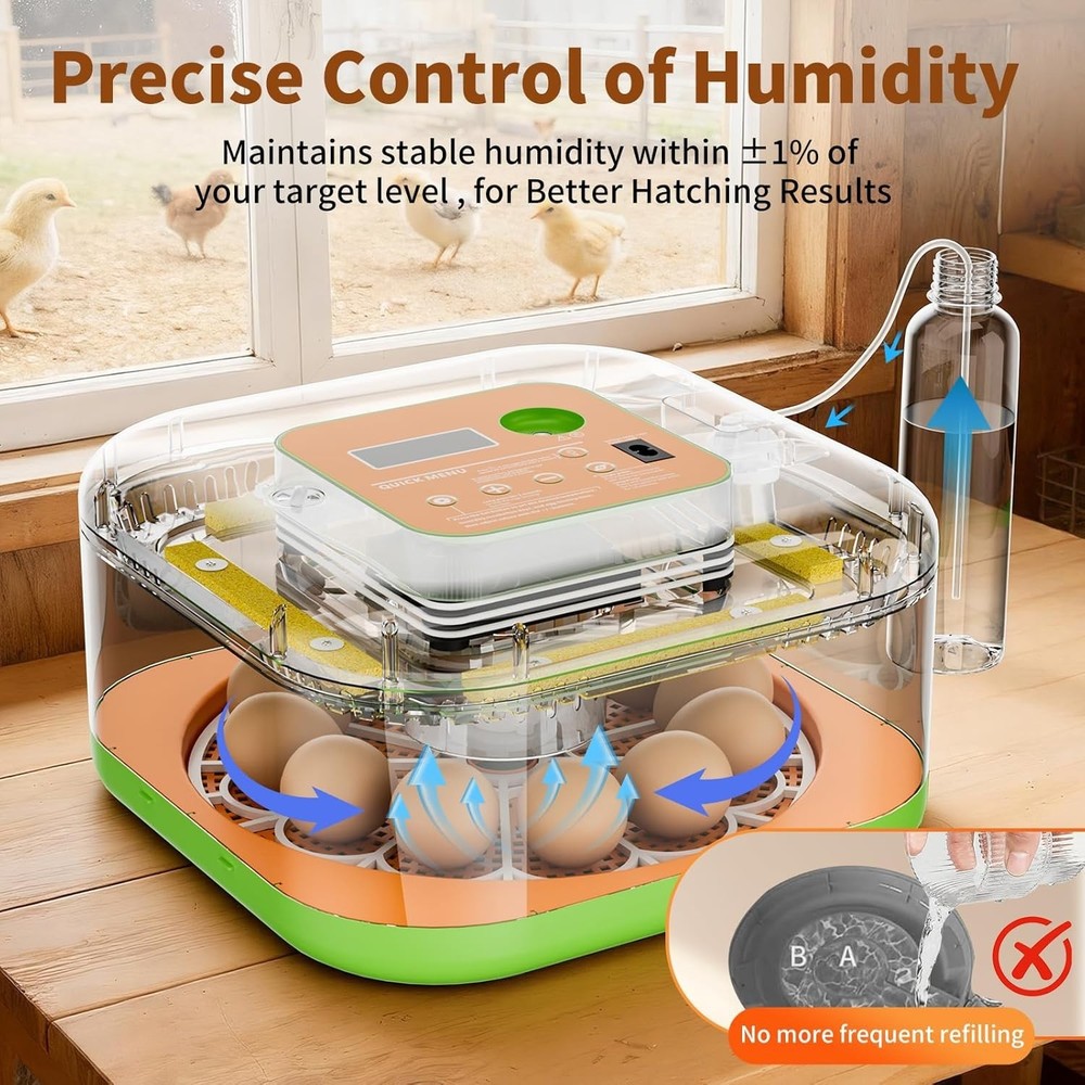 12‑Egg Incubator with Auto Turner & LED Display