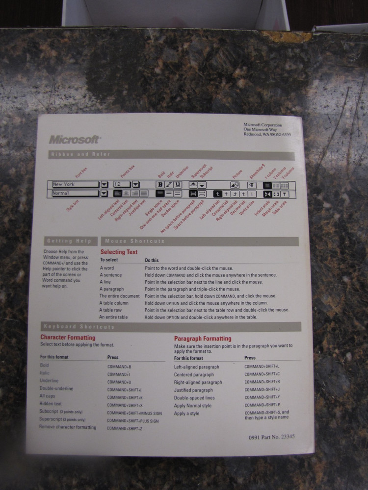 Microsoft Word 5.0 Version Software -Apple Macintosh Series w/ User Guide -NA20