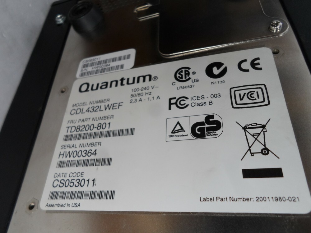 Quantum DDS5 DAT72 72/6 External Autoloader Drive CDL432LWEF TD8200-801