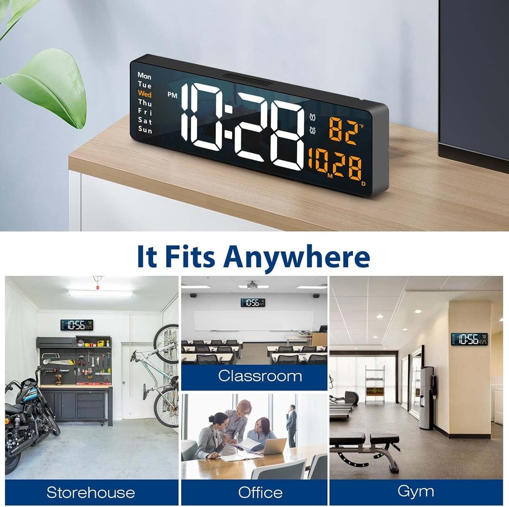 Digital Wall Clock Large Display, 6.2''LED Digital Clock with Remote Control