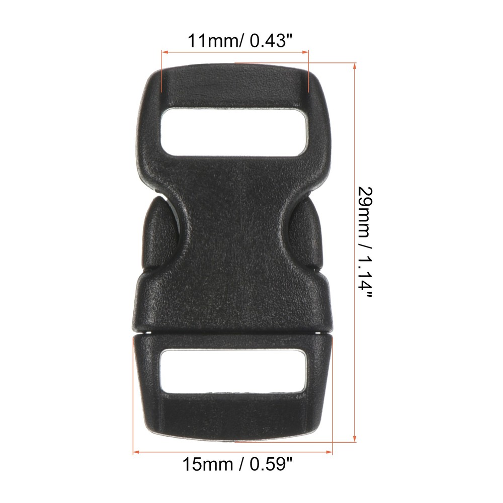 20Pack Plastic Buckles Quick Side Release Clips Clamp Black 11mm