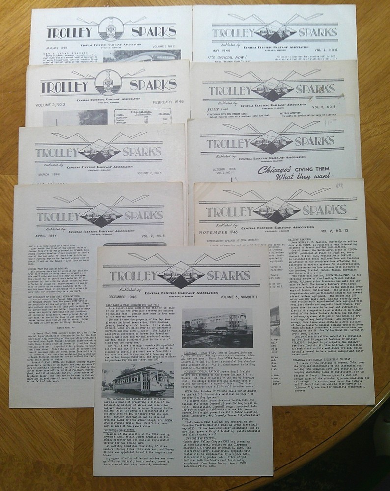 CERA Trolley  Sparks  - 1946  -  9 issues