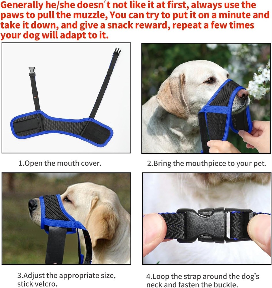 Dog Muzzle,Soft Nylon Muzzle Anti Biting Barking Chewing,Air Mesh Breathable ...