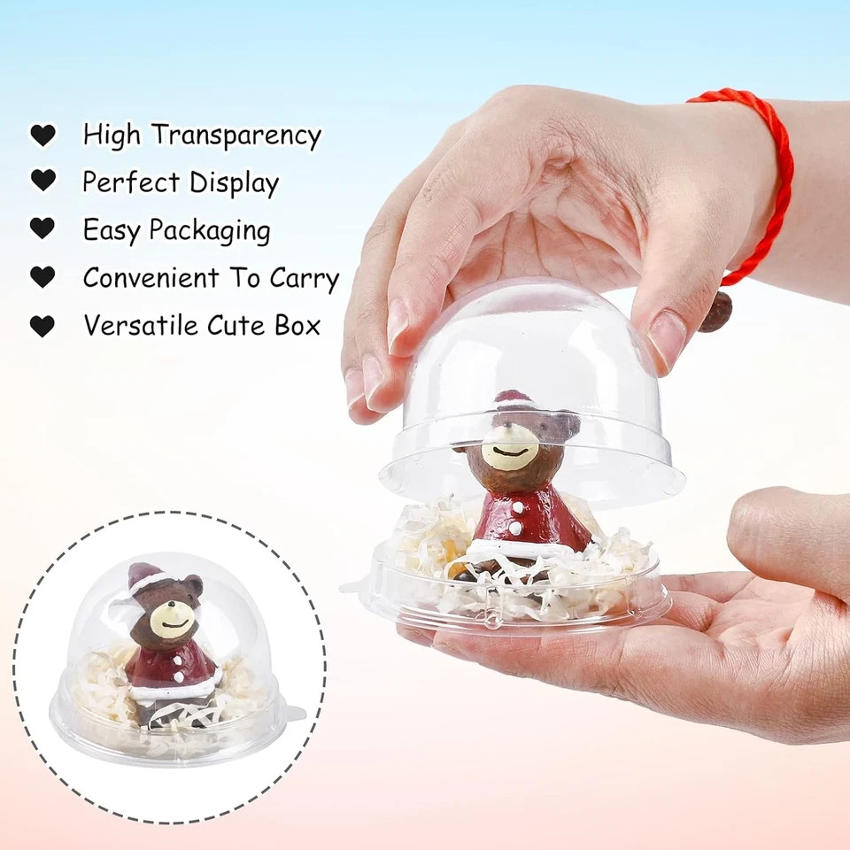 100Pcs Clear Plastic Mini Cake Boxes with Dome Lids Mini