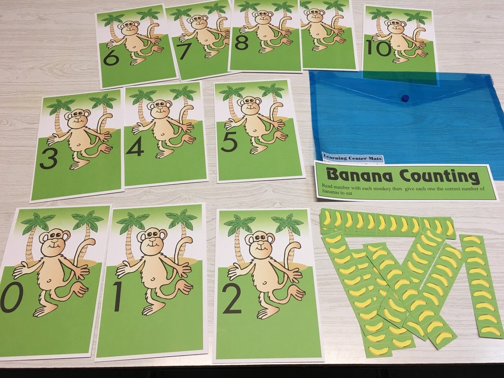 Banana Counting Learning Center- Math Mats MATS - Laminated Mats