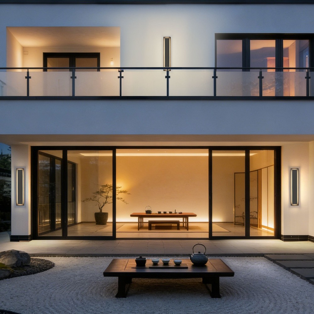 2-Pack 23.6 in. Black Wall Light