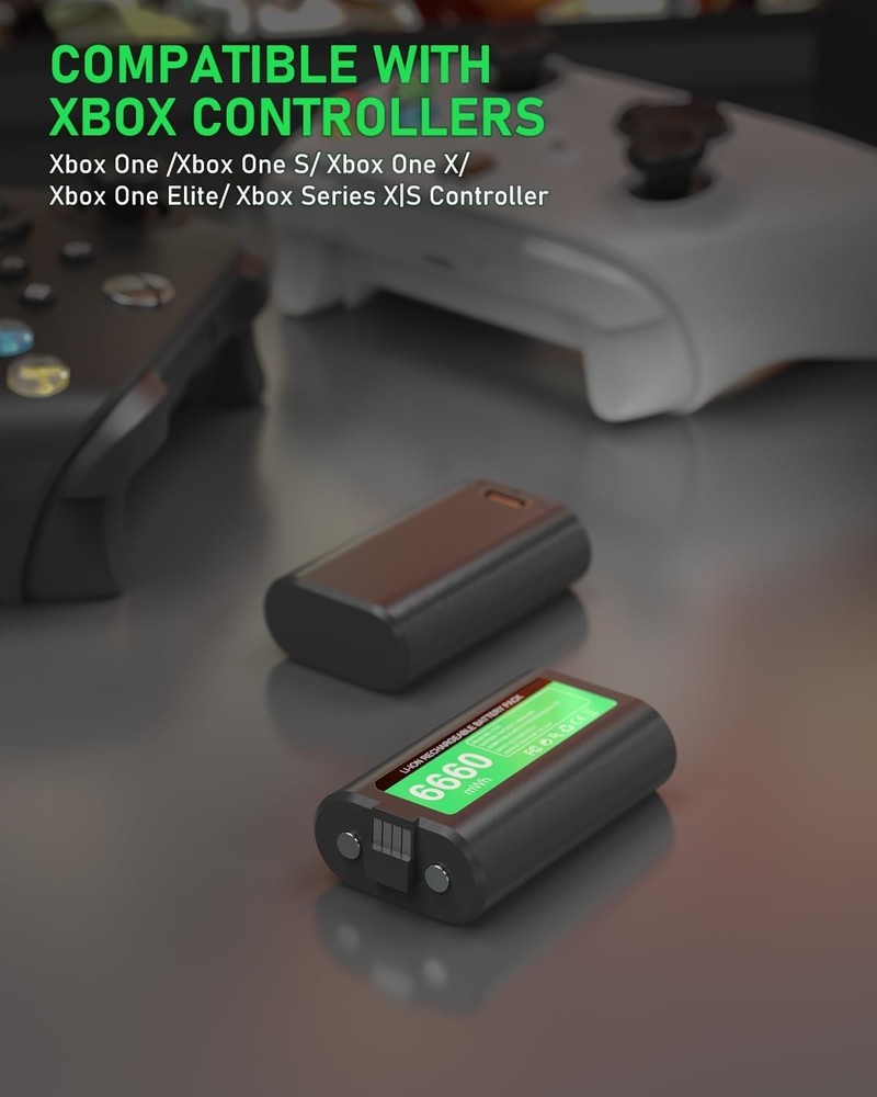 Certified Rechargeable Battery Pack for Xbox Controllers - LED Charge Indicator