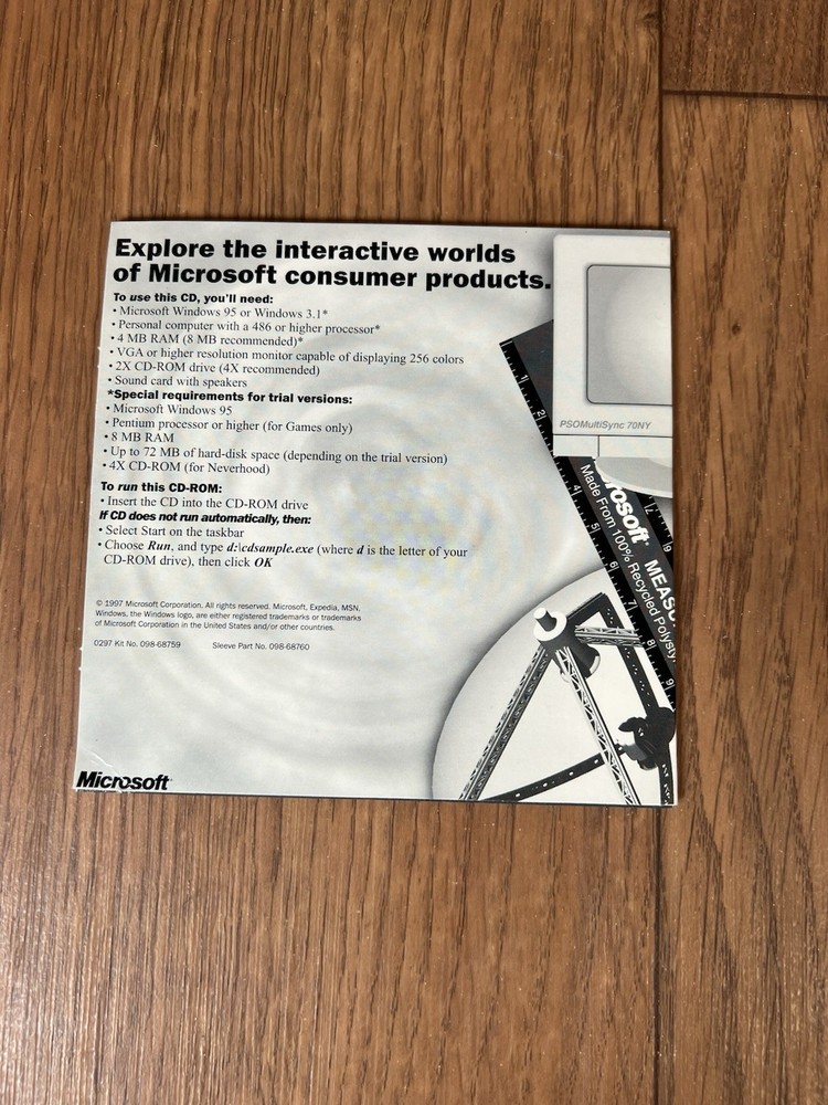 Microsoft Interactive CD Sampler Trial Version 1997 Microsoft 95 Windows 3.1