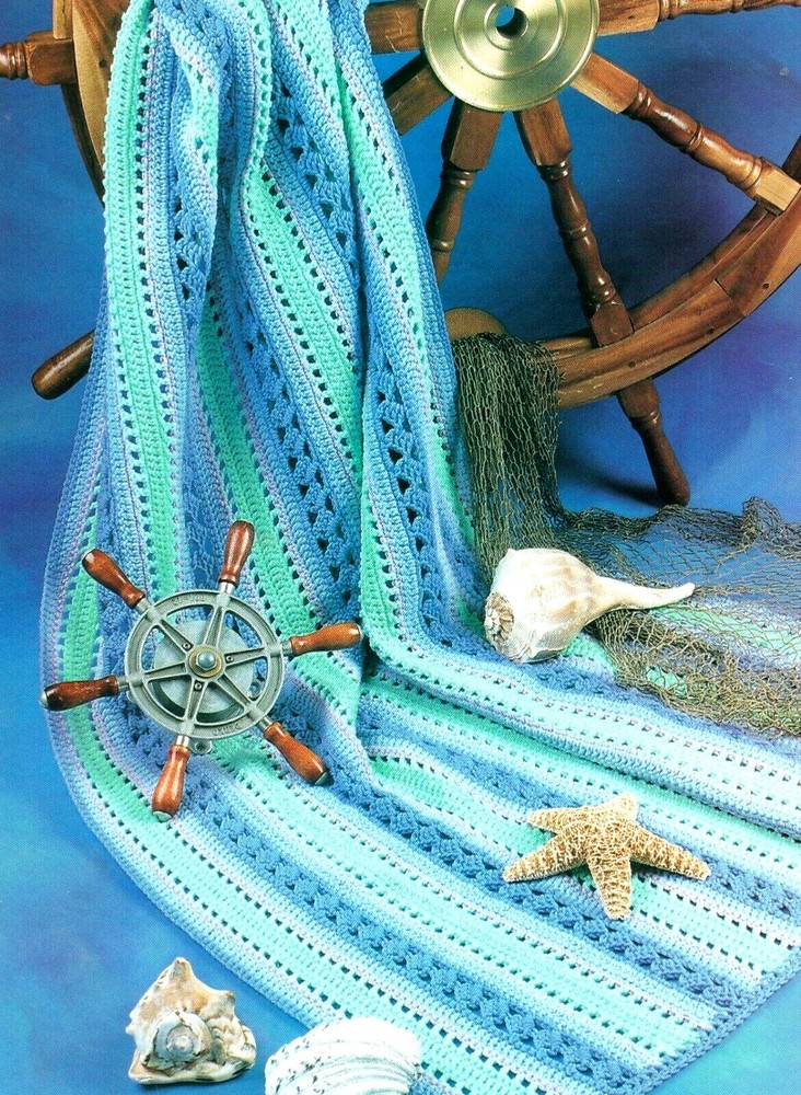 PRETTY Ocean Waves Afghan/Crochet Pattern INSTRUCTIONS ONLY