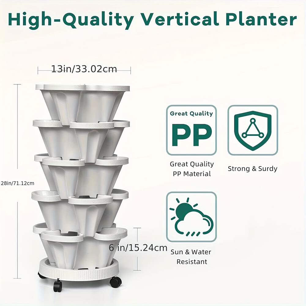 5 Tier Vertical Strawberry Planter Stackable Tower Herb Planters Stacking Garden