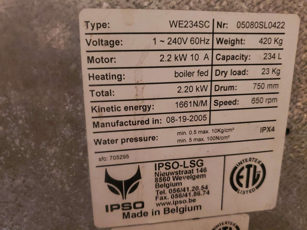 IPSO 50LB FRONT LOAD WASHING MACHINE MODEL: WE234SC