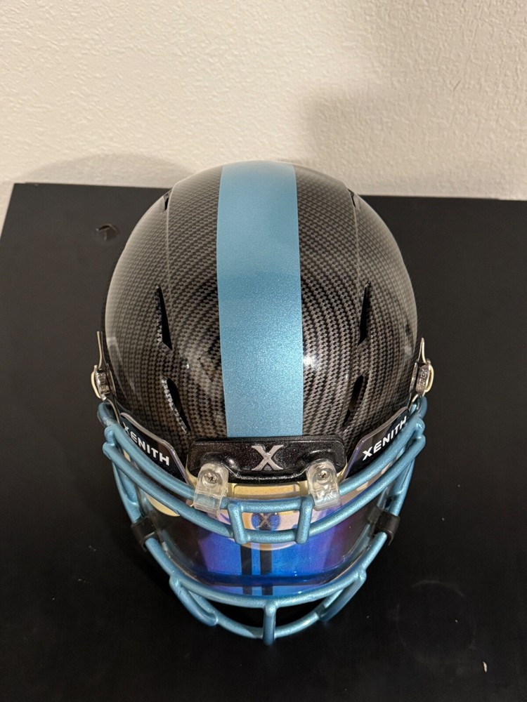 Custom Xenith X2 with Black Carbon & Light Blue Full-Size Helmet