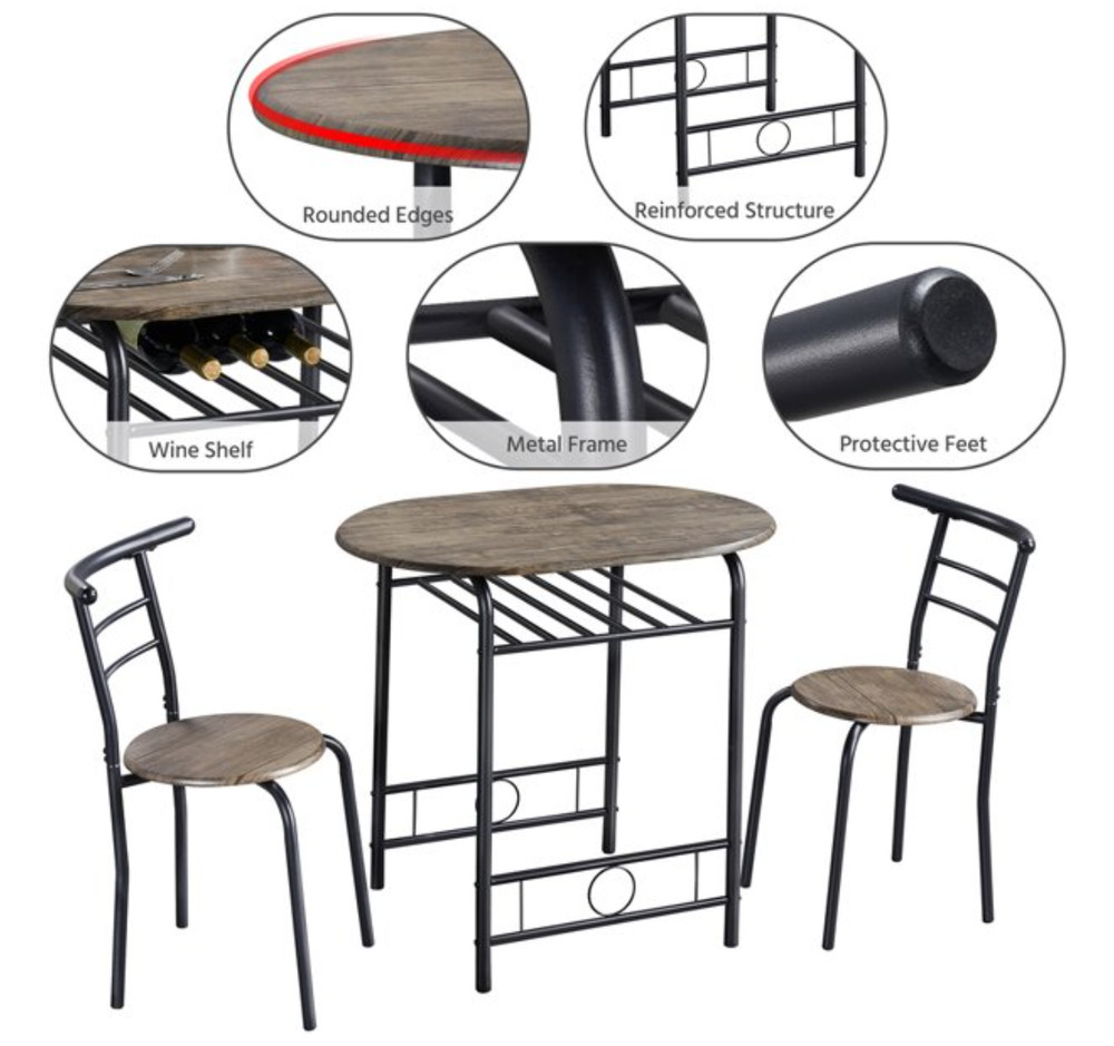 3 piece wooden dining table set