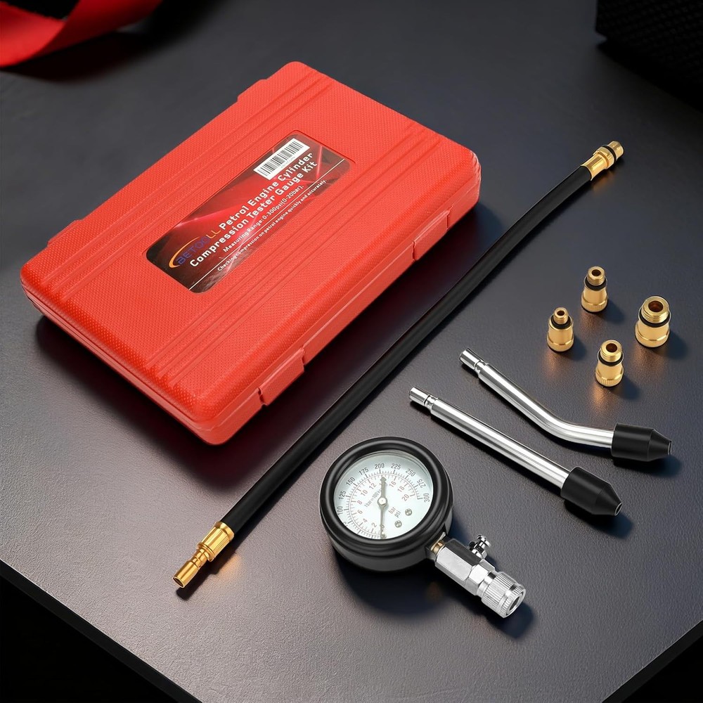 Comprehensive HW0130 8-Piece Engine Compression Gauge - Dual Scale Precision