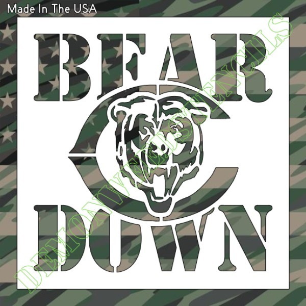 10"x10" Clear Plastic Stencil - Bears Bear Down (VA121) (.007")