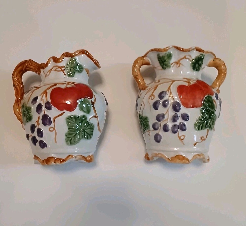 2-PC Set Decorative Pottery Ceramic Pitcher & Vase Multi-Color