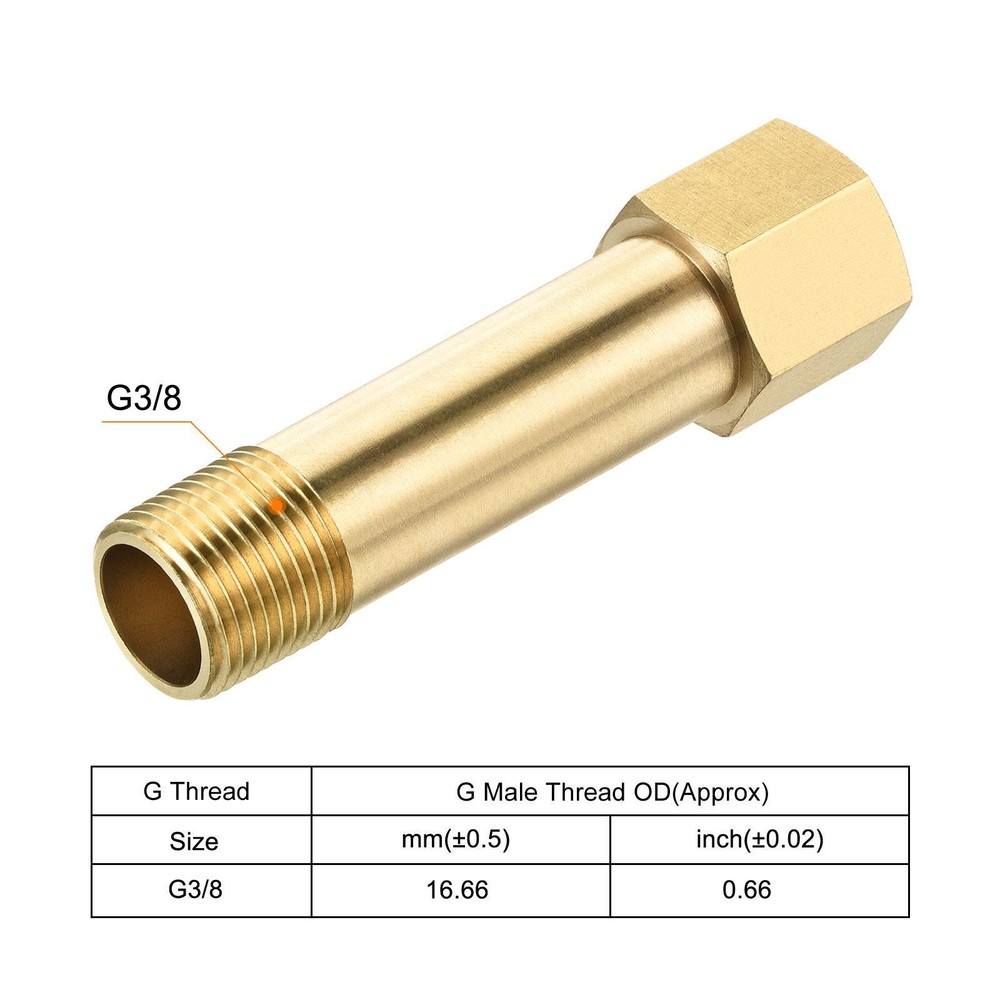 Brass Pipe Fitting G3/8 Adapter 75mm Extension Connector Hex Coupling