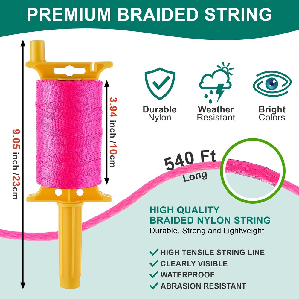 Mason String Line Reel for Construction Twisted 540 FT #18 Braided Nylon String
