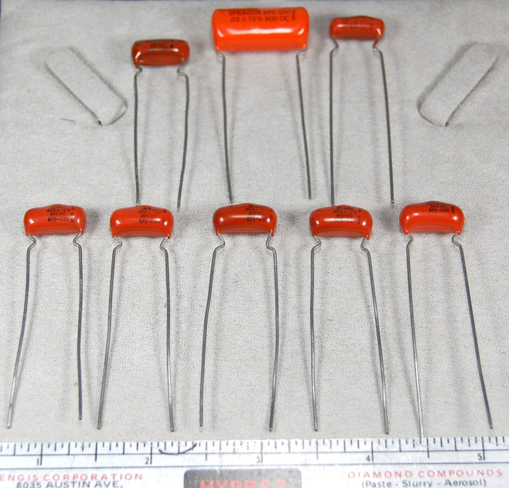 (QTY8) SPRAGUE ORANGE DROP MULTI VALUE CAPACITOR BUNDLE  600VDC 10% NEW TESTED