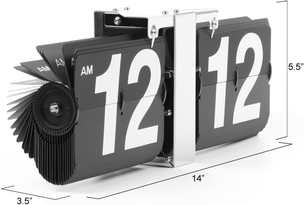 Retro Style Flip Desk Shelf Clock - Classic Mechanical-Digital Display Batter...