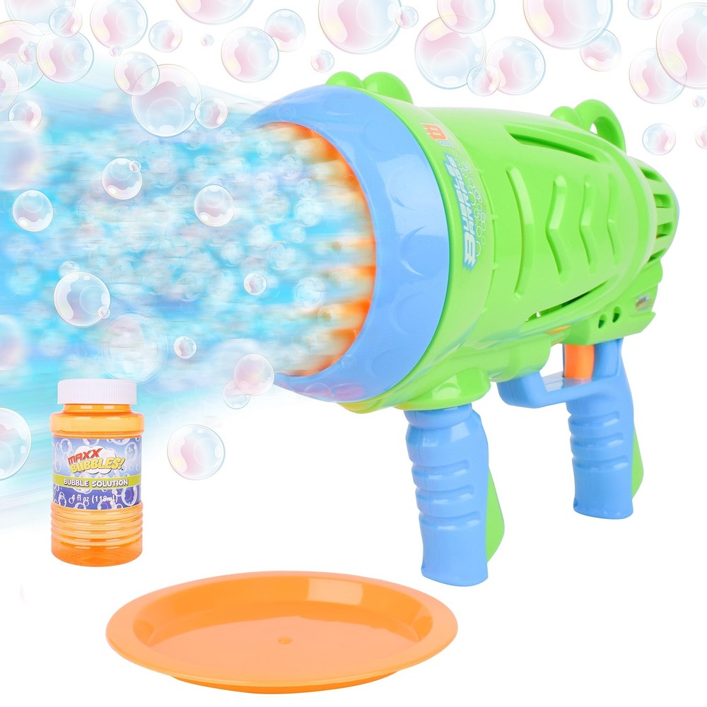 Maxx Bubbles Automatic Bubble Barrage Gun Includes Non Toxic Large, Green