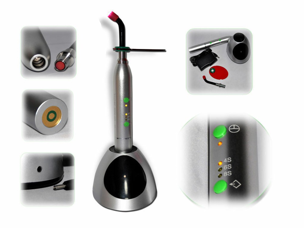 Dental Wireless 10W LED Resin Curing Light 2000mw/cm2 Quick Solidify Silver US