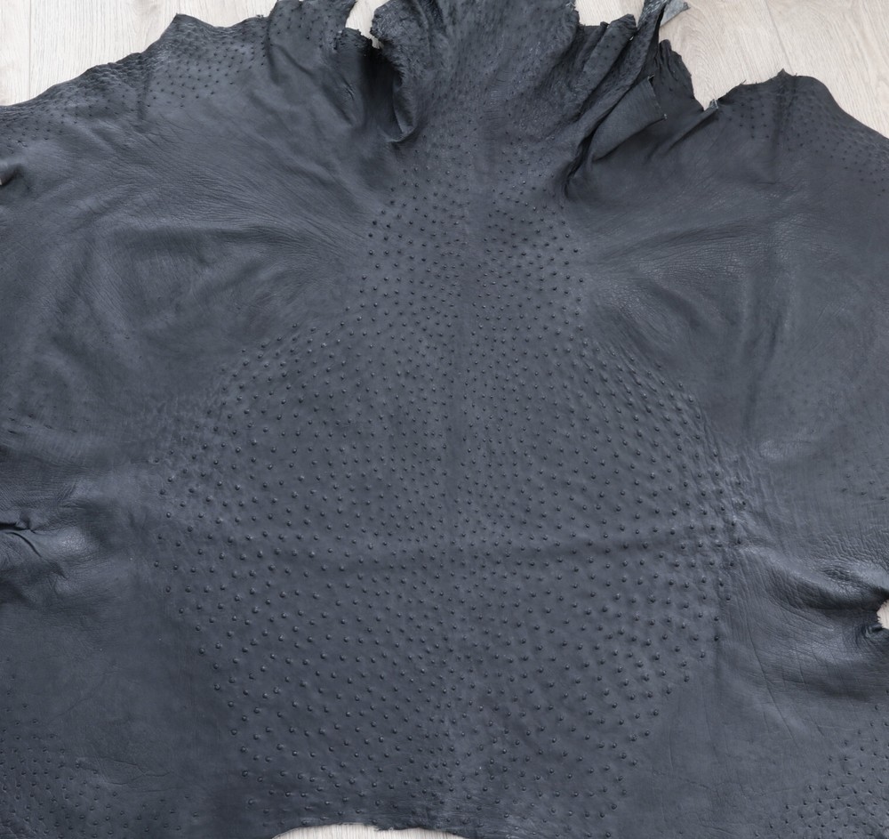 Ostrich Leather Hide Charcoal Gray SF