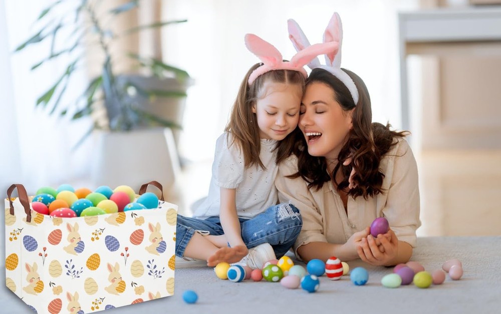Essme Rectangular Easter Basket, Kids Storage bin Organizer with Handles for ...