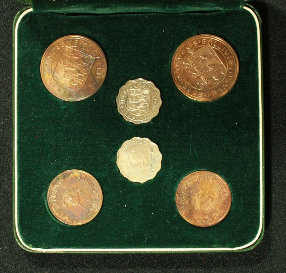 1956 Guernsey 6 pc Double Proof Set. OGP