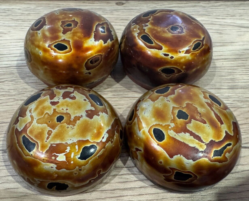 Pair Small Lacquerware Round Containers - 4cm Tall