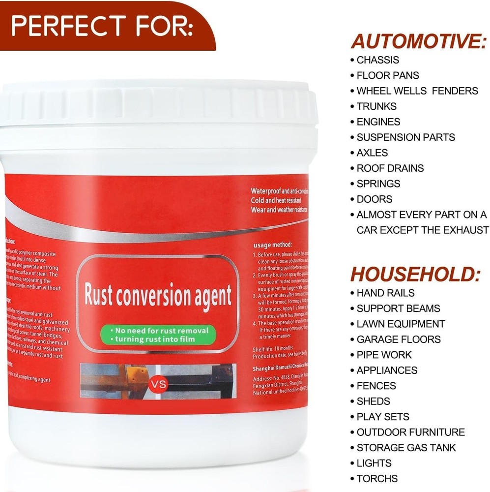 Rust Conversion Agent 300g, Multi-Functional Anti-Rust Paint, Black