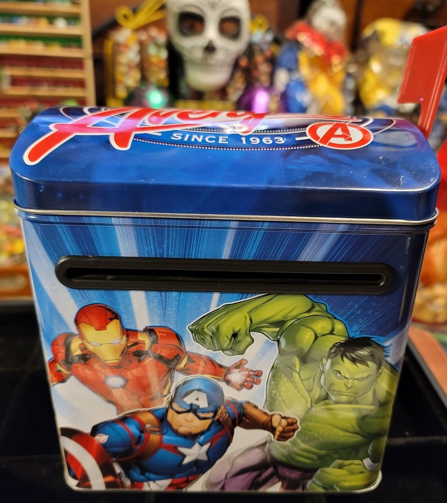Marvel Avengers Tin Letter Box with Flag / Hinged Opening at Top