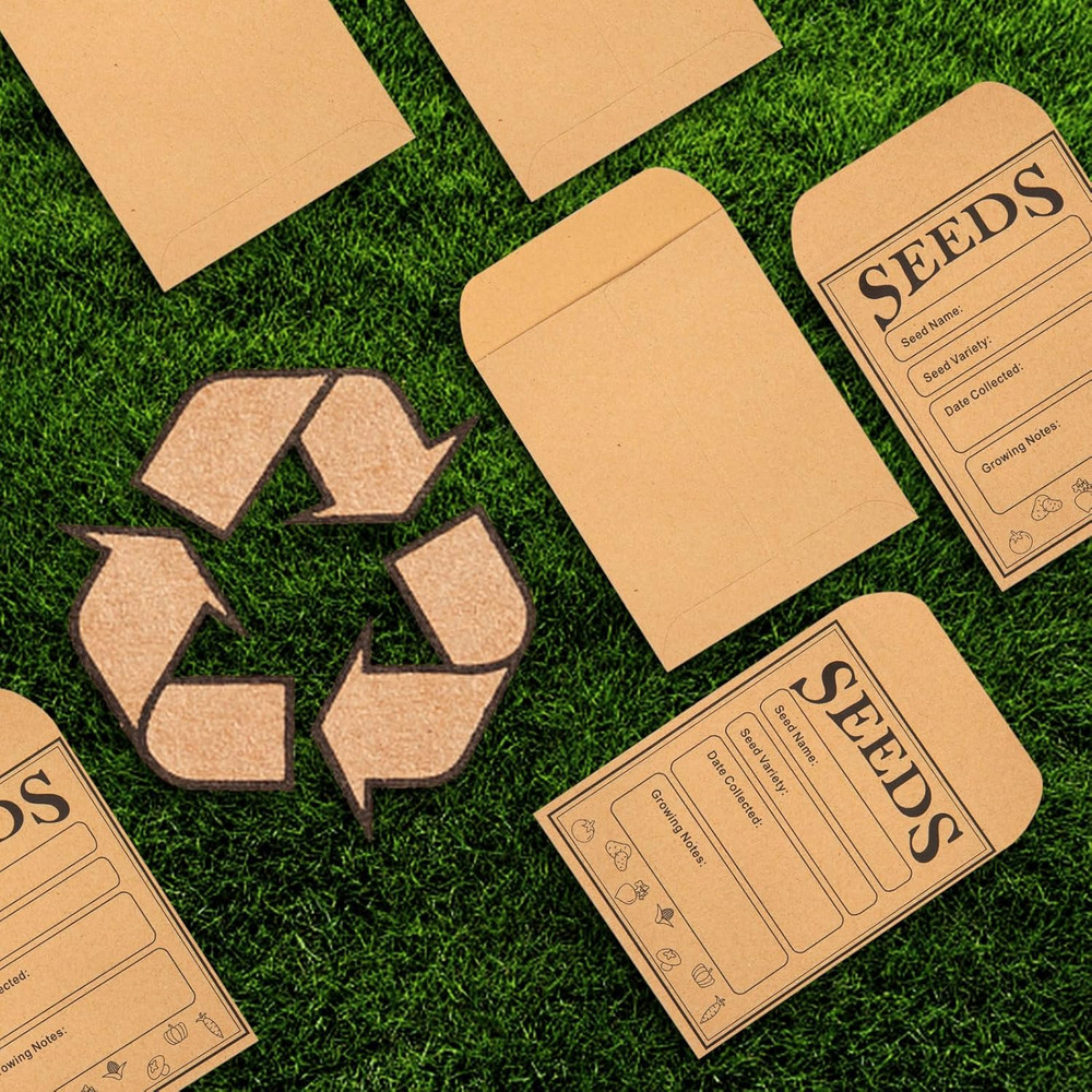 150PCS Seed Saving Envelopes 3x4.7in Kraft Paper Packets Set