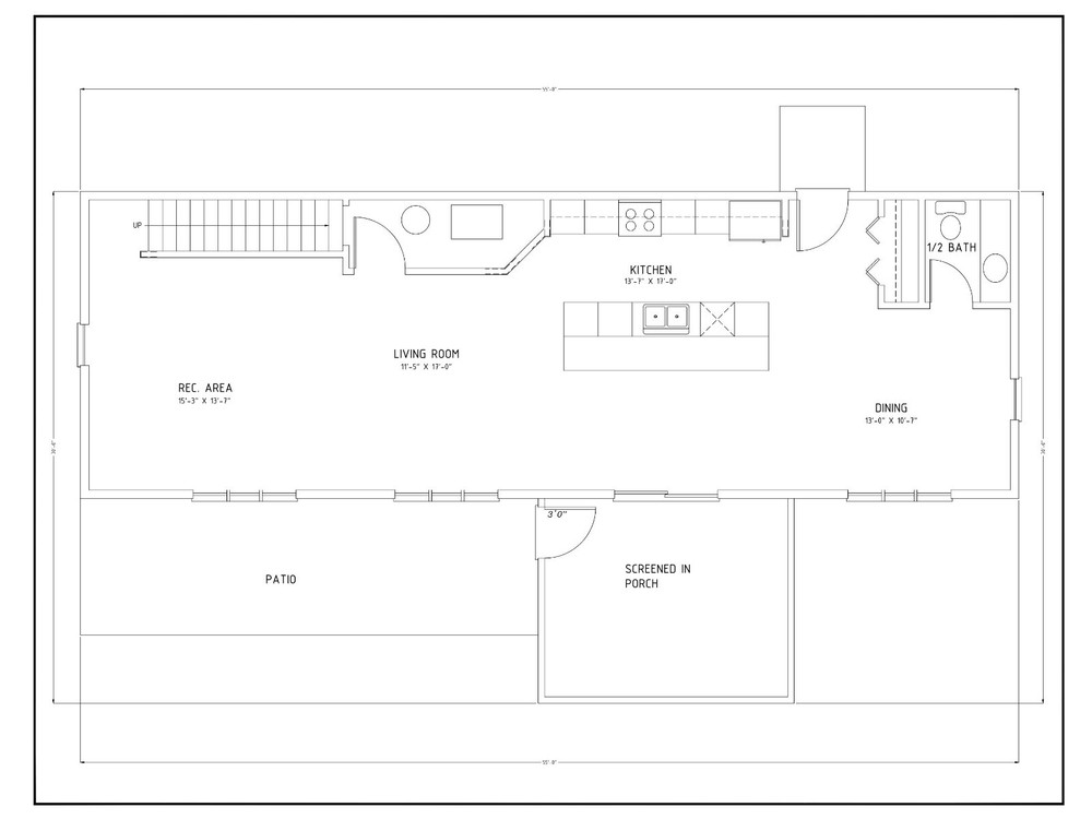 Small 2-Story Cabin Plan - 4 Bedroom 2 1/2 Bath