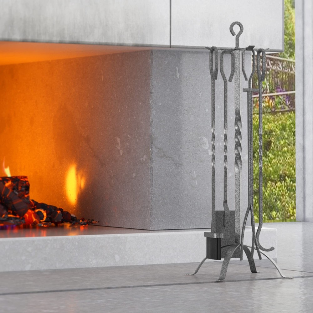 Fire Beauty 5 Pieces Fireplace Tools Sets Fireplace Accessories Tools Holder ...